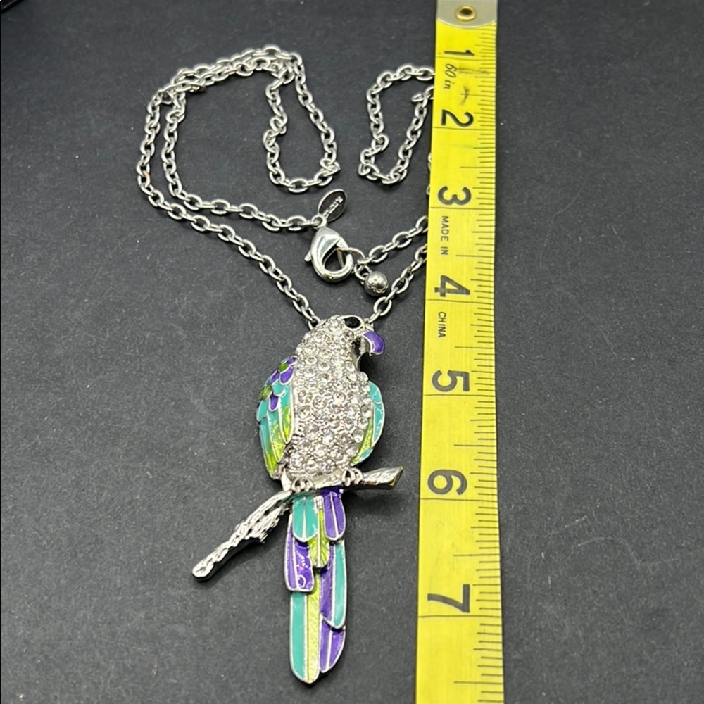 Chico’s rhinestone and enamel parrot necklace - Picture 2 of 7
